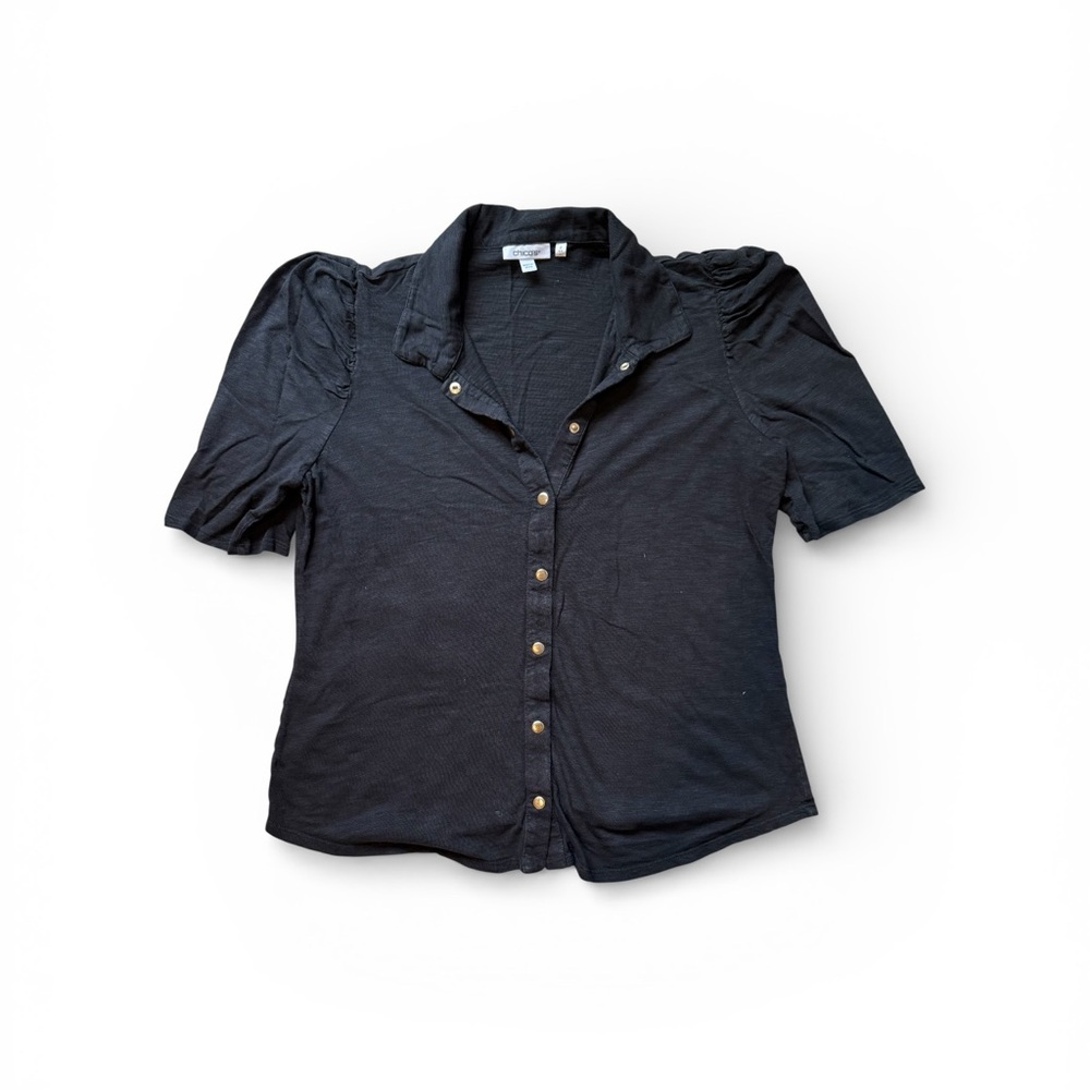 Chico's Black Button-Down Blouse - Picture 2 of 7